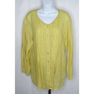 Kleen Mustard Yellow 100% Ramie Blouse Tunic M